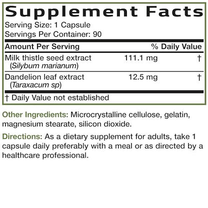 Bronson Mariendistel Silymarin & Löwenzahn Extrakt – Leberunterstützung, Antioxidantien, Entgiftung, 250 Kapseln