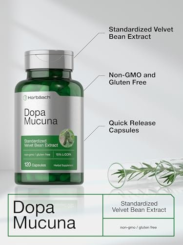Horbäach Dopa Mucuna Kapseln | 120 Kapseln | Samtbohnen Kräuterextrakt | 15% L-Dopa | Non-GMO & Glutenfrei