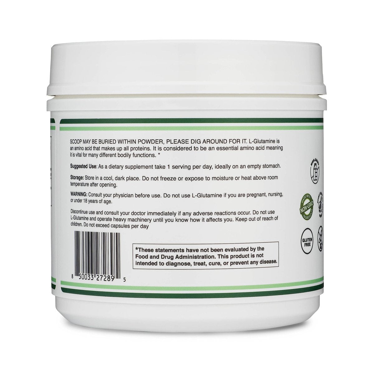 L-Glutamin Pulver 500g (100 Portionen à 5 Gramm) – Ungewürzt, Keto & Veganfreundlich – für Ausdauer & Darmgesundheit von Double Wood