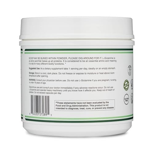 L-Glutamin Pulver 500g (100 Portionen à 5 Gramm) – Ungewürzt, Keto & Veganfreundlich – für Ausdauer & Darmgesundheit von Double Wood