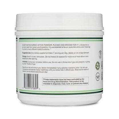 L-Glutamin Pulver 500g (100 Portionen à 5 Gramm) – Ungewürzt, Keto & Veganfreundlich – für Ausdauer & Darmgesundheit von Double Wood