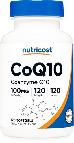 Nutricost CoQ10 Weichkapseln (120 Portionen, 100 mg pro Portion) - Bessere Absorption, Ultra-reines CoQ10 Nahrungsergänzungsmittel, Glutenfrei und Nicht-GVO