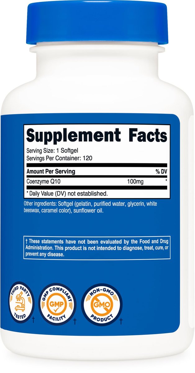 Nutricost CoQ10 Weichkapseln (120 Portionen, 100 mg pro Portion) - Bessere Absorption, Ultra-reines CoQ10 Nahrungsergänzungsmittel, Glutenfrei und Nicht-GVO