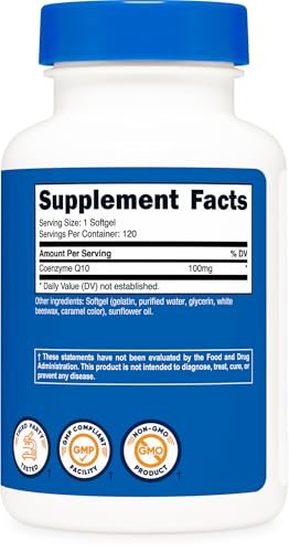 Nutricost CoQ10 Weichkapseln (120 Portionen, 100 mg pro Portion) - Bessere Absorption, Ultra-reines CoQ10 Nahrungsergänzungsmittel, Glutenfrei und Nicht-GVO
