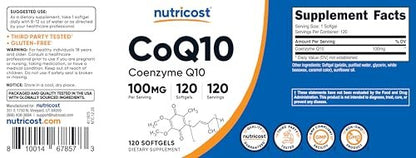 Nutricost CoQ10 Weichkapseln (120 Portionen, 100 mg pro Portion) - Bessere Absorption, Ultra-reines CoQ10 Nahrungsergänzungsmittel, Glutenfrei und Nicht-GVO
