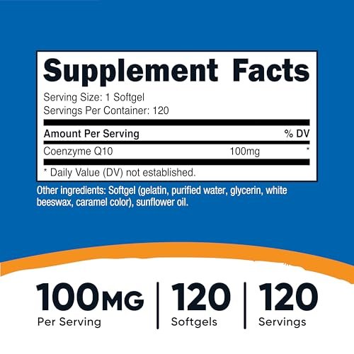 Nutricost CoQ10 Weichkapseln (120 Portionen, 100 mg pro Portion) - Bessere Absorption, Ultra-reines CoQ10 Nahrungsergänzungsmittel, Glutenfrei und Nicht-GVO