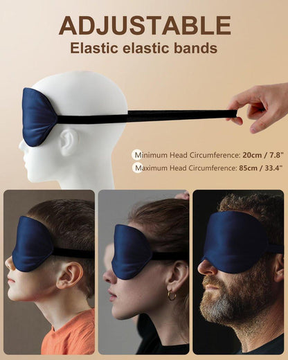 BLSSNZ Seiden-Augenmaske zum Schlafen – Weiche, atmungsaktive, natürliche Maulbeerseide, verdunkelnde Schlafmaske mit verstellbarem Band, druckfreie Augenmaske für Reisen, Geschenke (Marineblau)