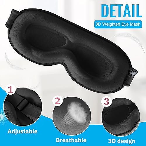 QUWOLACE 3D Tiefenkontur Schlafmaske – 99% Lichtblockade, Memory-Schaum, Verstellbarer Riemen, für Schlaf, Yoga, Reisen (1 Stück, Schwarz)