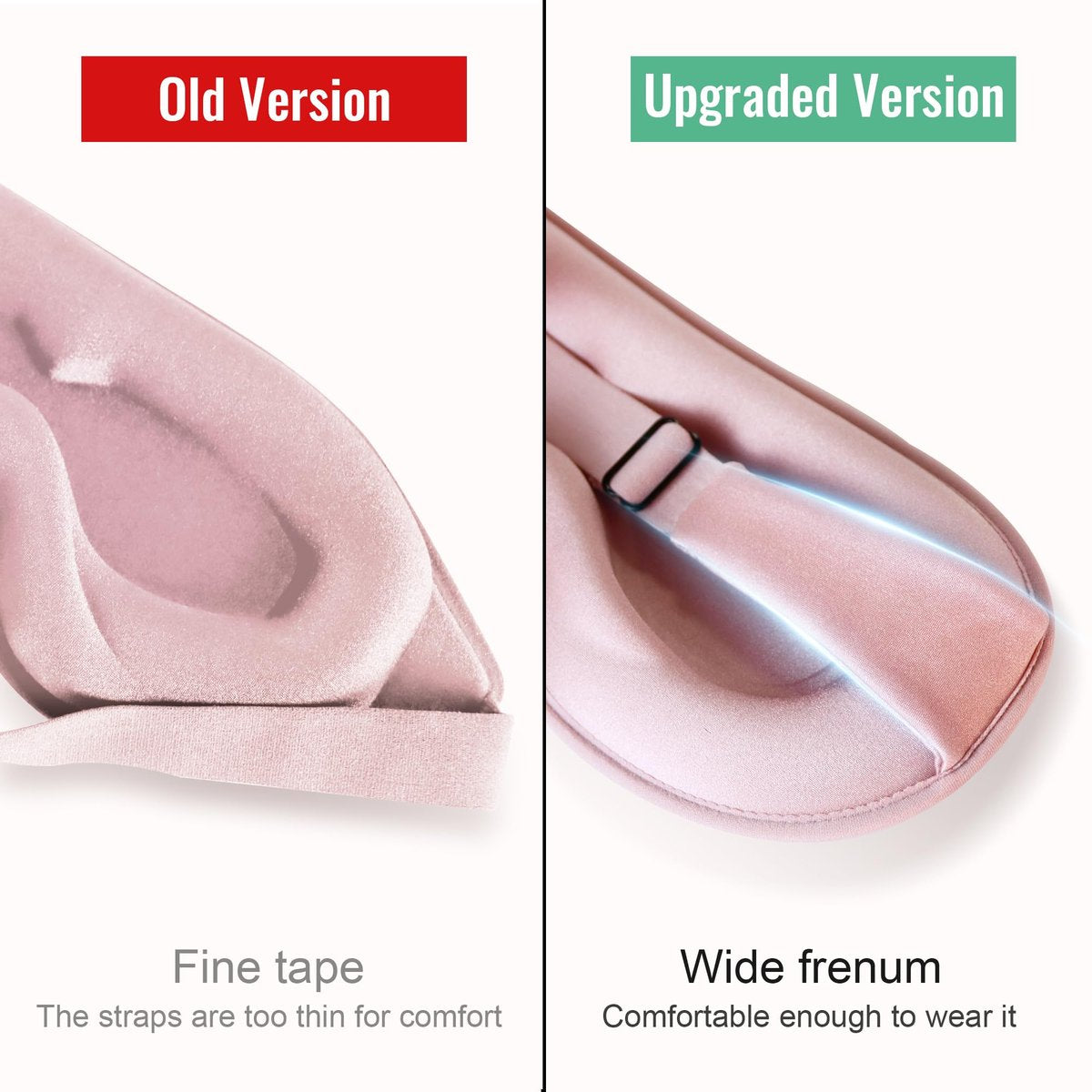 QUWOLACE 3D Tiefenkontur Schlafmaske – Ergonomische Augenmaske ohne Druck, 99% Lichtblockade, Memory-Schaum, Verstellbarer Riemen, für Schlaf, Yoga, Reisen (1 Stück, Pink)