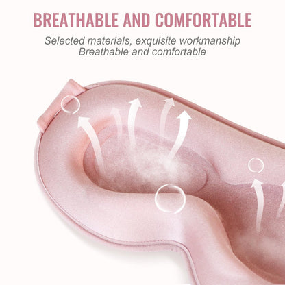 QUWOLACE 3D Tiefenkontur Schlafmaske – Ergonomische Augenmaske ohne Druck, 99% Lichtblockade, Memory-Schaum, Verstellbarer Riemen, für Schlaf, Yoga, Reisen (1 Stück, Pink)