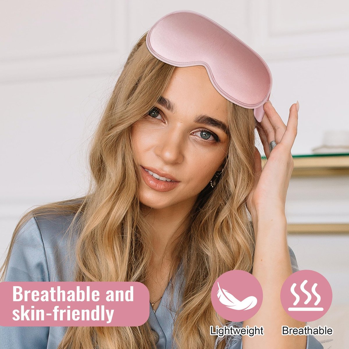 QUWOLACE 3D Tiefenkontur Schlafmaske – Ergonomische Augenmaske ohne Druck, 99% Lichtblockade, Memory-Schaum, Verstellbarer Riemen, für Schlaf, Yoga, Reisen (1 Stück, Pink)