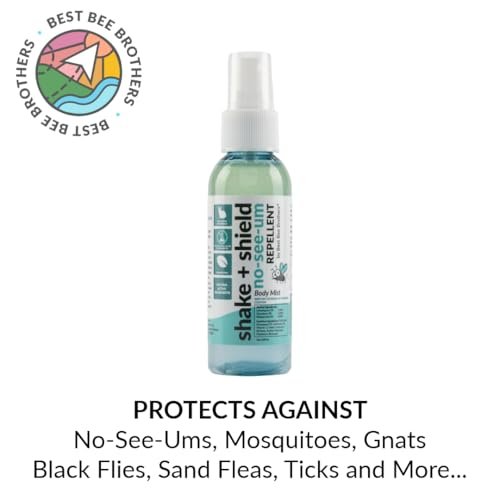 Best Bee Brothers Shake + Shield No-See-Ums Gnat Spray – Nicht fettender Insektenschutz aus pflanzlichen Inhaltsstoffen, 2er-Pack (2 x 59 ml)