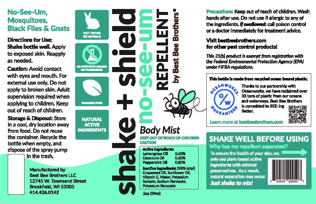 Best Bee Brothers Shake + Shield No-See-Ums Gnat Spray – Nicht fettender Insektenschutz aus pflanzlichen Inhaltsstoffen, 2er-Pack (2 x 59 ml)