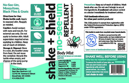 Best Bee Brothers Shake + Shield No-See-Ums Gnat Spray – Nicht fettender Insektenschutz aus pflanzlichen Inhaltsstoffen, 2er-Pack (2 x 59 ml)