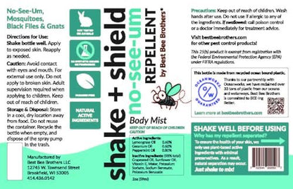 Best Bee Brothers Shake + Shield No-See-Ums Gnat Spray – Nicht fettendes Insektenspray aus pflanzlichen Inhaltsstoffen, 2 oz (4er-Pack)