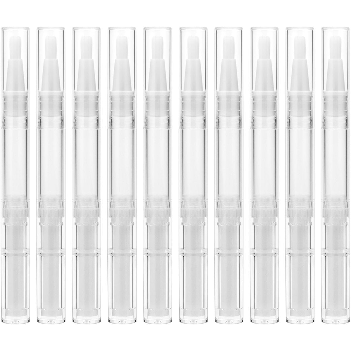 10 Stück 3ml Transparente Twist-Stifte, Nagelöl-Stift leer mit Pinselspitze, Kosmetik-Lippenglanz-Behälter, Wimpernwachstums-Flüssigkeitsröhrchen inkl. 1 Packung 3ml Transferpipetten