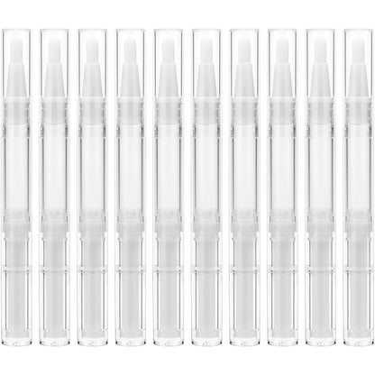 10 Stück 3ml Transparente Twist-Stifte, Nagelöl-Stift leer mit Pinselspitze, Kosmetik-Lippenglanz-Behälter, Wimpernwachstums-Flüssigkeitsröhrchen inkl. 1 Packung 3ml Transferpipetten