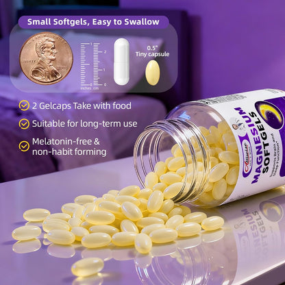 Magnesium Glycinat 400mg Weichkapseln – Kleine, leicht zu schluckende, hochabsorbierbare Magnesiumergänzung mit Vitamin D3 & K2 für Schlaf, Entspannung, Ruhe, Muskel- und Knochengesundheit, 120 Gelkapseln