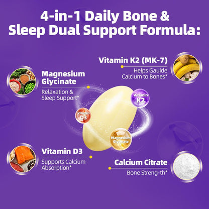 Magnesium Glycinat 400mg Weichkapseln – Kleine, leicht zu schluckende, hochabsorbierbare Magnesiumergänzung mit Vitamin D3 & K2 für Schlaf, Entspannung, Ruhe, Muskel- und Knochengesundheit, 120 Gelkapseln