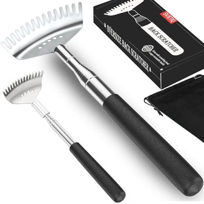 Svjetiq Übergroßer ausziehbarer Rückenkratzer für Männer Frauen Erwachsene, 2er-Pack verschiedene Größen Teleskop-Rückenmassagegerät, Männer-Gadgets, Vatertagsgeschenke, Geburtstagsgeschenke, Weihnachtsgeschenke