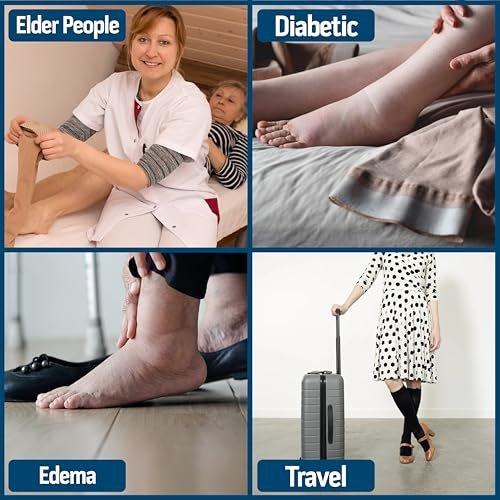 Diamond Star 6 Paar Diabetiker-Kniestrümpfe für Herren, über die Wade, nicht einschnürend, Baumwolle, Schuhgröße 9–12 (6 Paar Weiß)