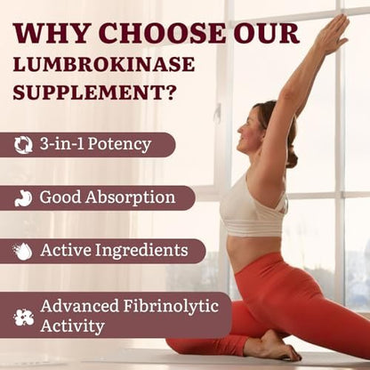 Lumbrokinase 100mg, Nattokinase 100mg & Rotschimmelreis 300mg – Hochwirksame Enzymkombination für Kreislauf & Kognition, 60 Kapseln