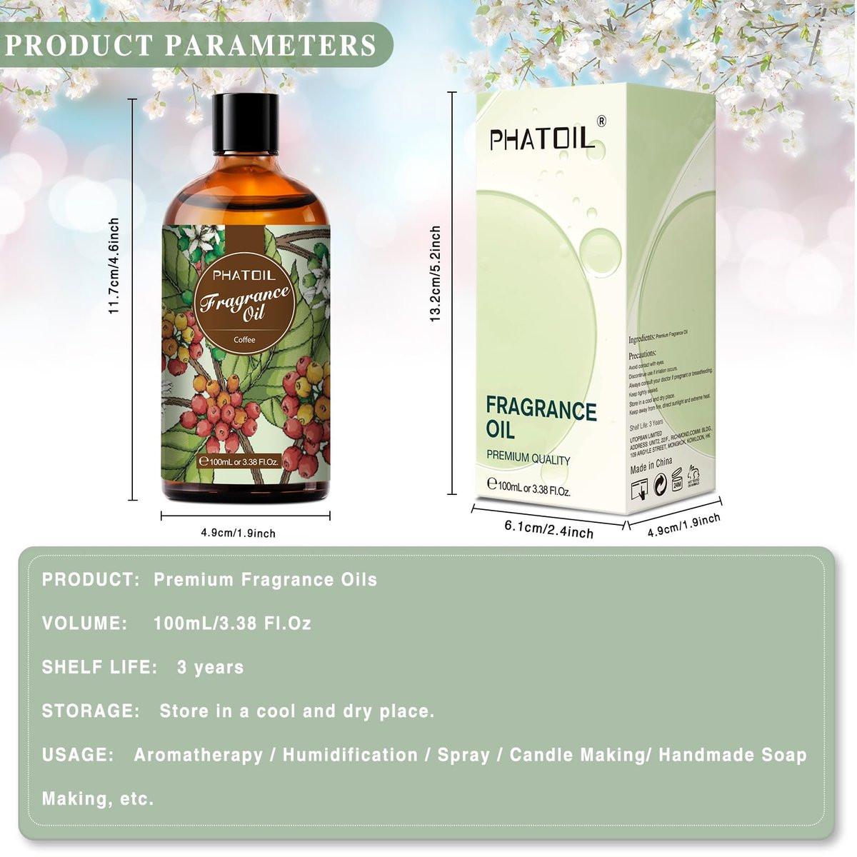 PHATOIL Kaffeeduftöl 100ml – Aromatherapie Öl für Diffuser, Kerzen- & Seifenherstellung