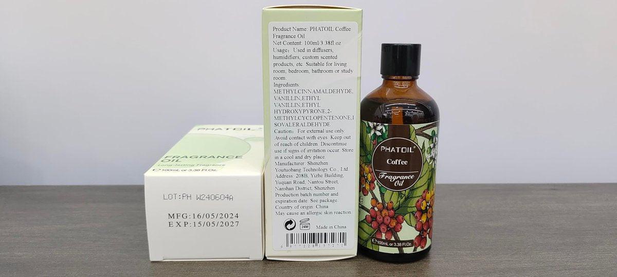 PHATOIL Kaffeeduftöl 100ml – Aromatherapie Öl für Diffuser, Kerzen- & Seifenherstellung