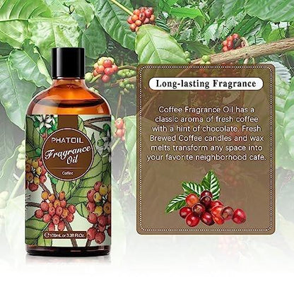 PHATOIL Kaffeeduftöl 100ml – Aromatherapie Öl für Diffuser, Kerzen- & Seifenherstellung