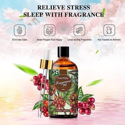 PHATOIL Kaffeeduftöl 100ml – Aromatherapie Öl für Diffuser, Kerzen- & Seifenherstellung