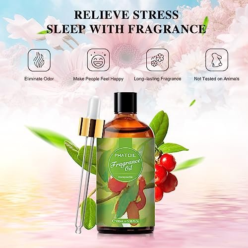 PHATOIL 3,38 FL. OZ. Geißblatt-Duftöl für Aromatherapie, ätherisches Öl für Diffuser, DIY Kerzen- und Seifenherstellung, 100 ml