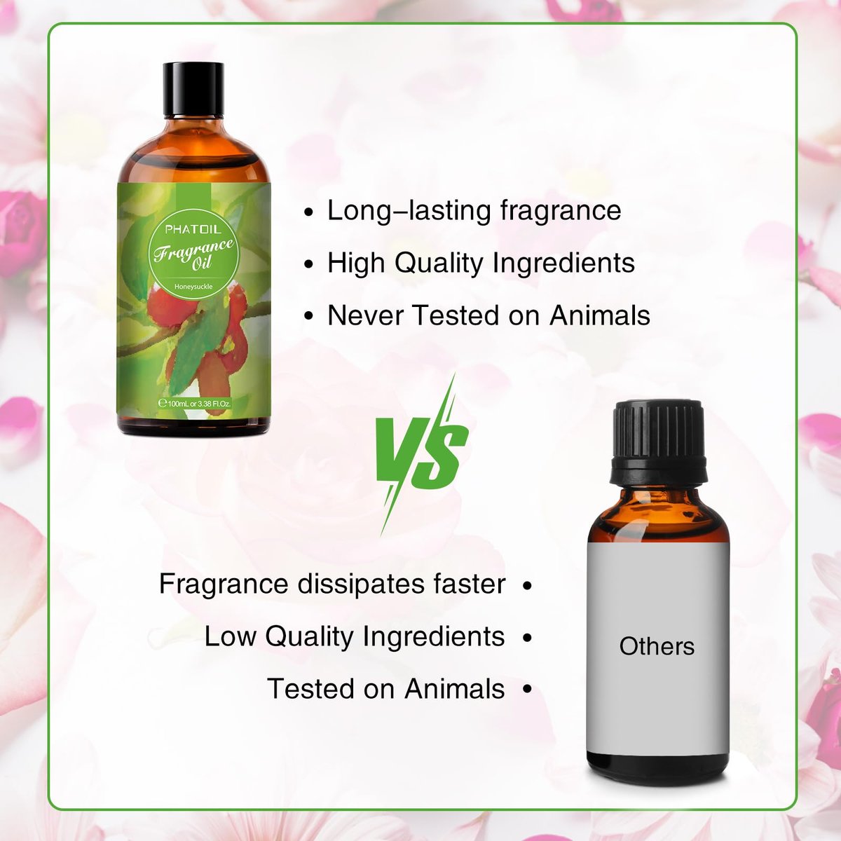 PHATOIL 3,38 FL. OZ. Geißblatt-Duftöl für Aromatherapie, ätherisches Öl für Diffuser, DIY Kerzen- und Seifenherstellung, 100 ml