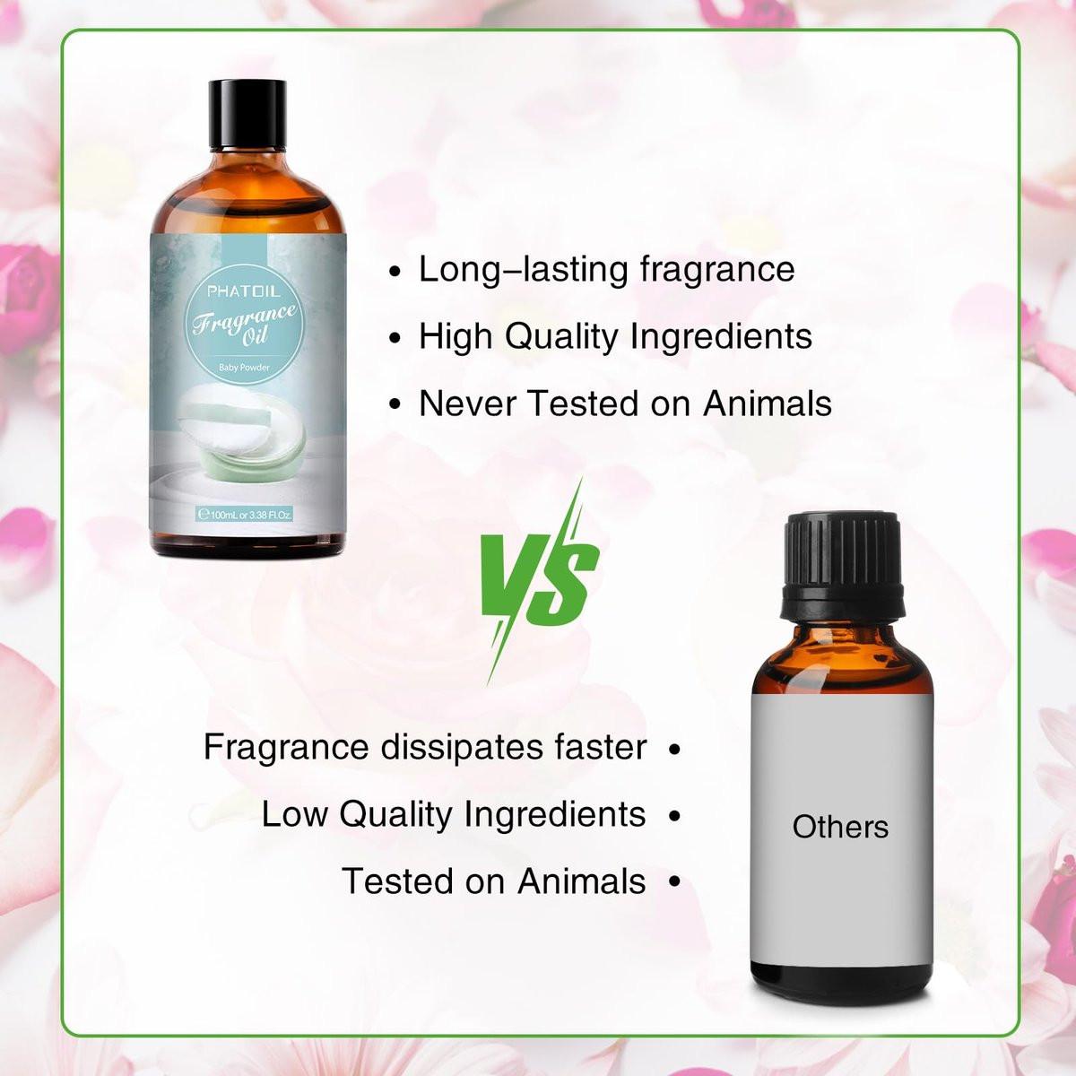 PHATOIL Babypuder Duftöl 3,38 FL.OZ – Aromatherapie-Öl für Diffuser, DIY Kerzen- & Seifenherstellung (100 ml)
