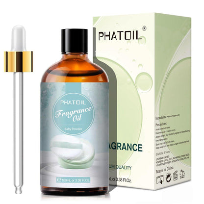 PHATOIL Babypuder Duftöl 3,38 FL.OZ – Aromatherapie-Öl für Diffuser, DIY Kerzen- & Seifenherstellung (100 ml)