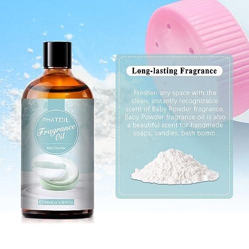 PHATOIL Babypuder Duftöl 3,38 FL.OZ – Aromatherapie-Öl für Diffuser, DIY Kerzen- & Seifenherstellung (100 ml)
