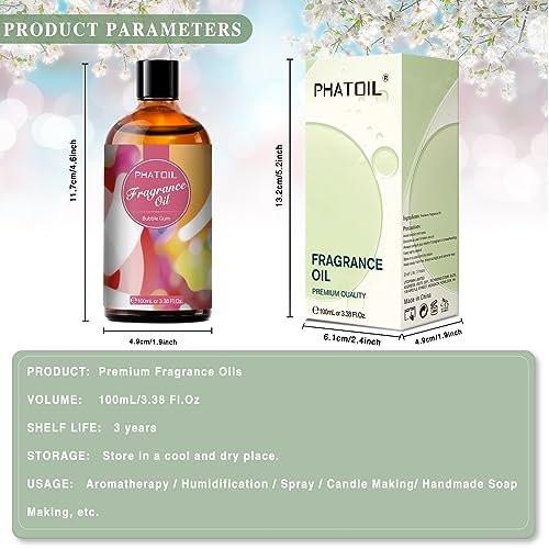 PHATOIL Duftöl Bubble Gum 100ml – Aromatherapie Öl für Diffuser, Kerzen- und Seifenherstellung