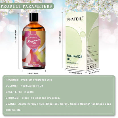 PHATOIL Duftöl Bubble Gum 100ml – Aromatherapie Öl für Diffuser, Kerzen- und Seifenherstellung