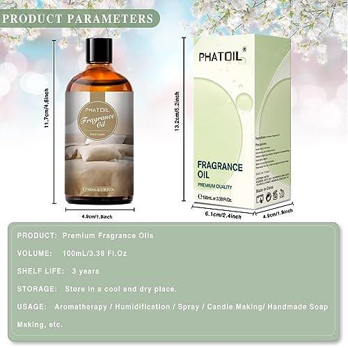 PHATOIL Frische Wäsche Duftöl 100ml – Aromatherapie Öl für Diffuser, DIY Kerzen & Seifenherstellung