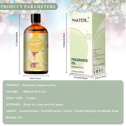 PHATOIL Schwarze Orchidee Duftöl 100ml – Ätherisches Öl für Aromatherapie, Diffuser, DIY Kerzen- und Seifenherstellung