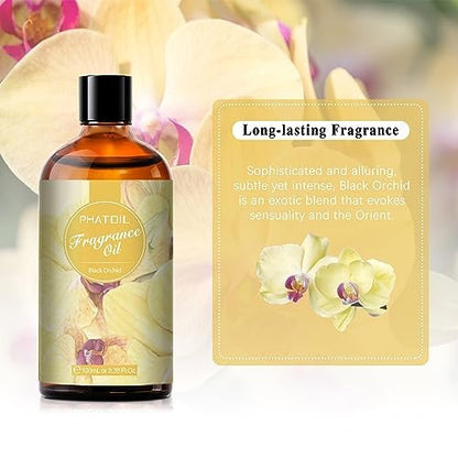 PHATOIL Schwarze Orchidee Duftöl 100ml – Ätherisches Öl für Aromatherapie, Diffuser, DIY Kerzen- und Seifenherstellung