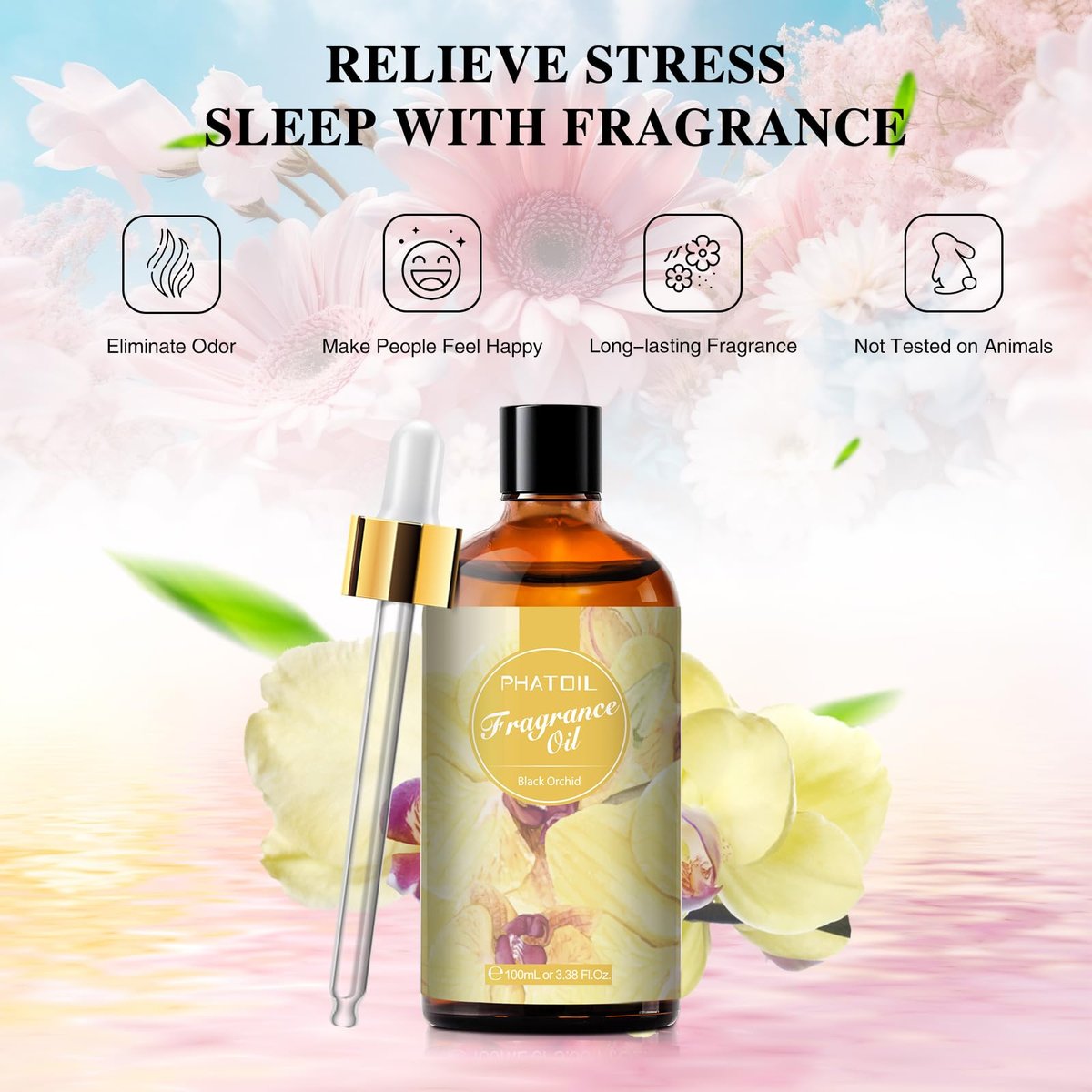 PHATOIL Schwarze Orchidee Duftöl 100ml – Ätherisches Öl für Aromatherapie, Diffuser, DIY Kerzen- und Seifenherstellung