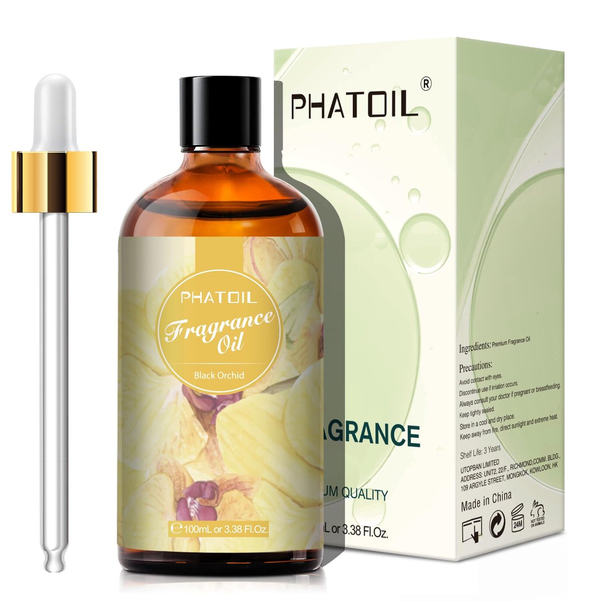 PHATOIL Schwarze Orchidee Duftöl 100ml – Ätherisches Öl für Aromatherapie, Diffuser, DIY Kerzen- und Seifenherstellung
