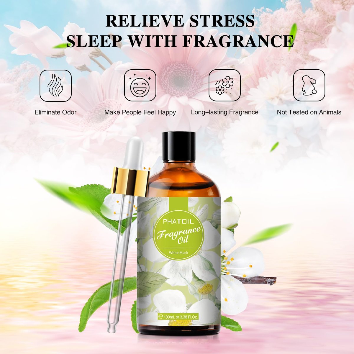 PHATOIL Weißer Moschus Duftöl 100 ml – Aromatherapie Öl für Diffuser, DIY Kerzen & Seifenherstellung