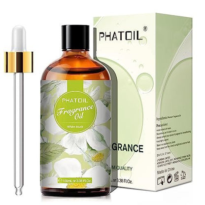 PHATOIL Weißer Moschus Duftöl 100 ml – Aromatherapie Öl für Diffuser, DIY Kerzen & Seifenherstellung