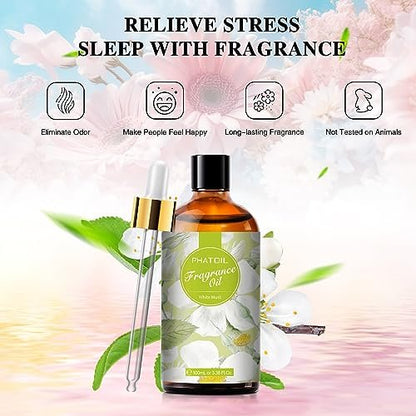 PHATOIL Weißer Moschus Duftöl 100 ml – Aromatherapie Öl für Diffuser, DIY Kerzen & Seifenherstellung