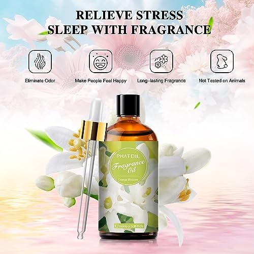 PHATOIL Orangenblüten Duftöl 100ml – 3,38 Fl Oz für Aromatherapie, Diffuser, Kerzen- und Seifenherstellung