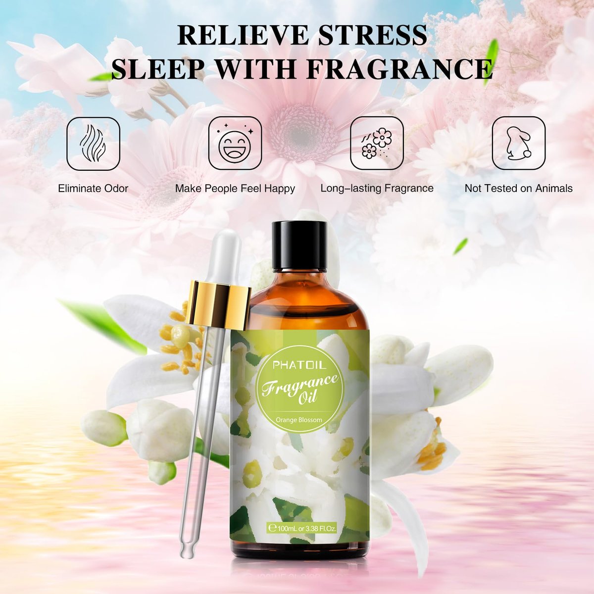PHATOIL Orangenblüten Duftöl 100ml – 3,38 Fl Oz für Aromatherapie, Diffuser, Kerzen- und Seifenherstellung