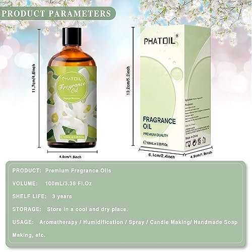 PHATOIL Orangenblüten Duftöl 100ml – 3,38 Fl Oz für Aromatherapie, Diffuser, Kerzen- und Seifenherstellung