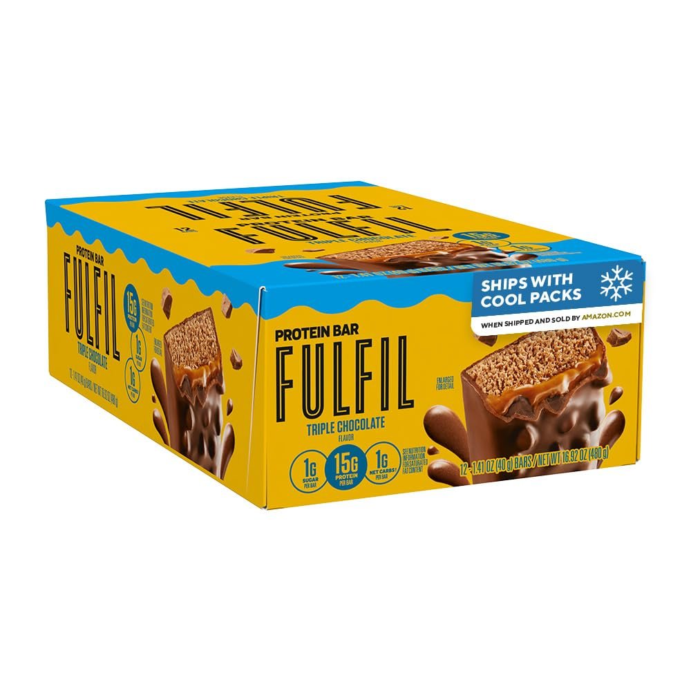 FULFIL Protein Snack Riegel mit Triple Schokolade, glutenfrei, 15g Protein, 12er Pack