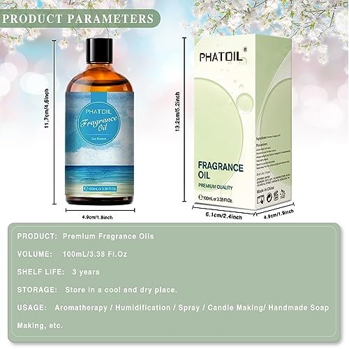 PHATOIL Meeresbrise Duftöl 100ml – Aromatherapie Öl für Diffuser, DIY Kerzen & Seifenherstellung